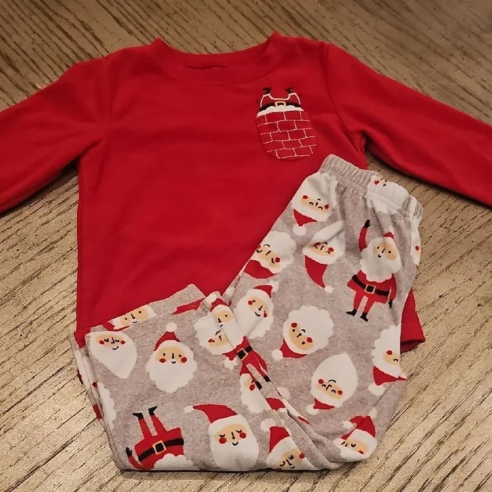 Carter's Festive Red and Gray Santa Pajama Set 4T